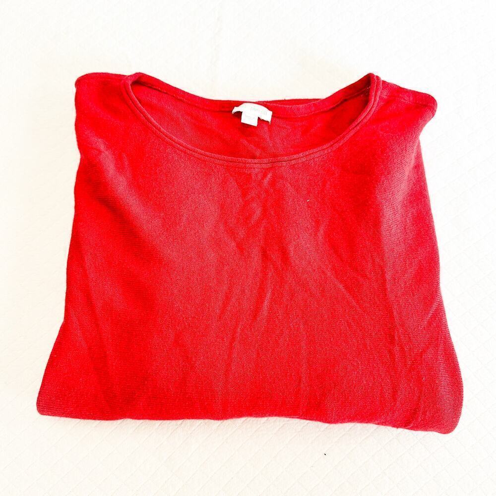 J. Jill Kimono Red Sweater Oversized Fit Short Sleeve Size L